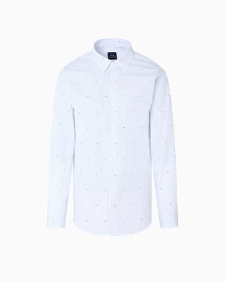 Armani Exchange - Regular fit cotton jacquard shirt, Man, White, Size: