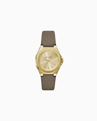 Armani Exchange -  Three-Hand Brown Leather Watch, Woman, Multicoloured, Size: TU