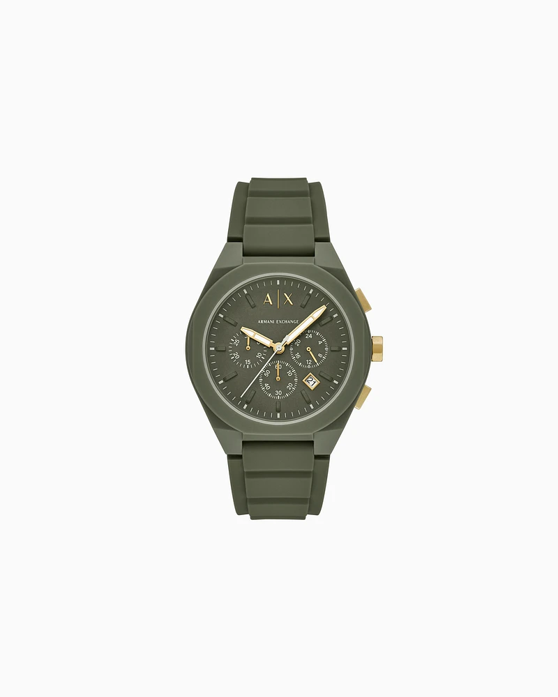 Armani Exchange - Chronograph Green Silicone Watch, Man, Multicoloured, Size: TU