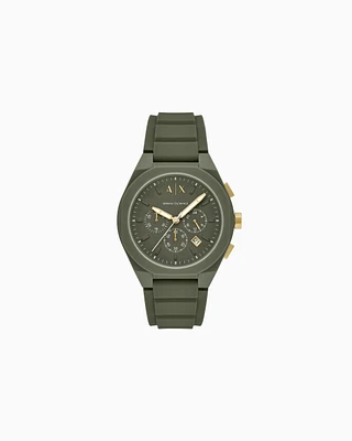 Armani Exchange - Chronograph Green Silicone Watch, Man, Multicoloured, Size: TU