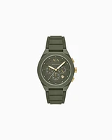 Armani Exchange - Chronograph Green Silicone Watch, Man, Multicoloured, Size: TU