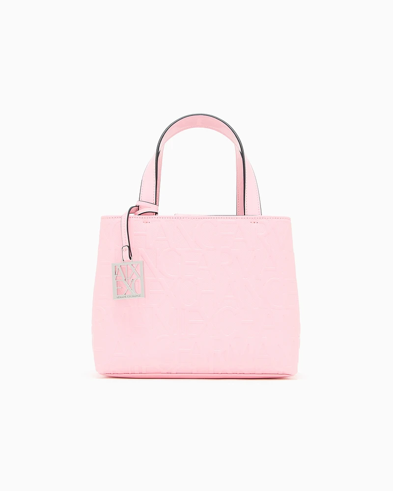 Armani Exchange - Small handbag with allover logo, Woman, Pink, Size: TU
