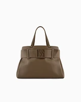 Armani Exchange - Large shoulder bag with ASV logo detail, Woman, Brown, Size: TU