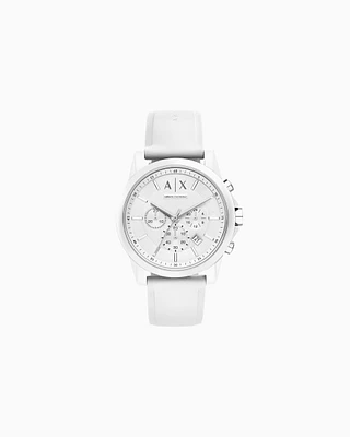 Armani Exchange - Armani Exchange Chronograph White Silicone Watch, Man, White, Size: TU