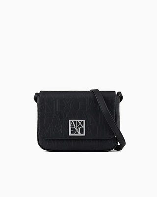 Armani Exchange - Allover logo shoulder bag, Woman, Black, Size: TU
