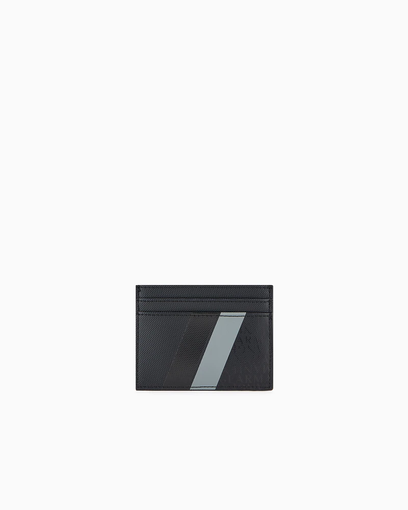 Armani Exchange - Card holder with monogram and stripes, Man, Black, Size: TU