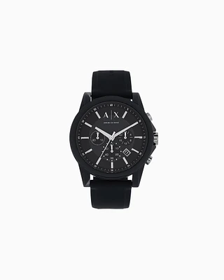 Armani Exchange - Armani Exchange Chronograph Black Silicone Watch, Man, Black, Size: TU
