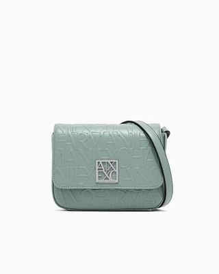 Armani Exchange - Allover logo shoulder bag, Woman, Green, Size: TU