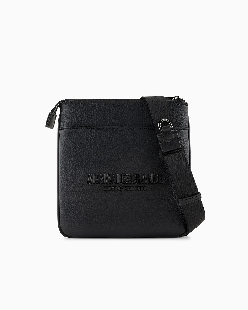 Armani Exchange - Flat shoulder bag with logo, Man, Black, Size: TU