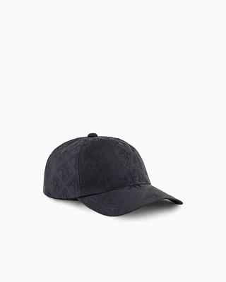 Armani Exchange - Satin fabric visor hat with logo, Man, Navy Blue, Size: TU