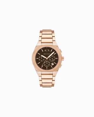 Armani Exchange - Chronograph Rose Gold-Tone Stainless Steel Watch, Man, Multicoloured, Size: TU