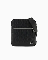 Armani Exchange - Flat shoulder bag with embossed logo on the entire surface, Man, Black, Size: TU