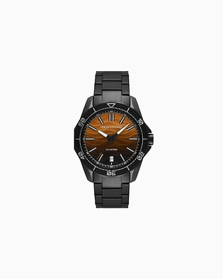 Armani Exchange - Armani Exchange Three-Hand Date Black Stainless Steel Watch, Man, Multicoloured, Size: TU