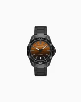 Armani Exchange - Armani Exchange Three-Hand Date Black Stainless Steel Watch, Man, Multicoloured, Size: TU