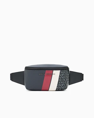 Armani Exchange - Monogram and Stripes Bum Bag, Man, Grey, Size: TU