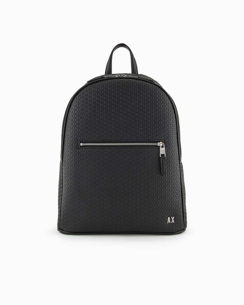 Armani Exchange - Backpack with all-over embossed logo, Man, Black, Size: TU