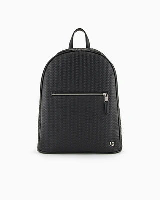 Armani Exchange - Backpack with all-over embossed logo, Man, Black, Size: TU