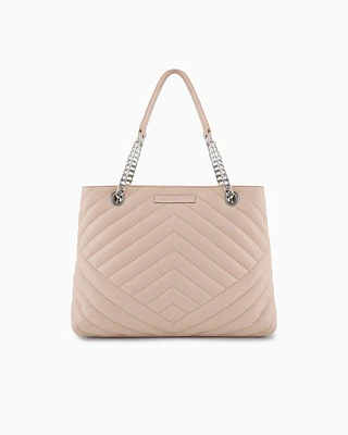 Armani Exchange - Quilted shopper bag with chain handles, Woman, Pink, Size: TU