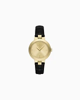 Armani Exchange -  Two-Hand Black Leather Watch, Woman, Multicoloured, Size: TU