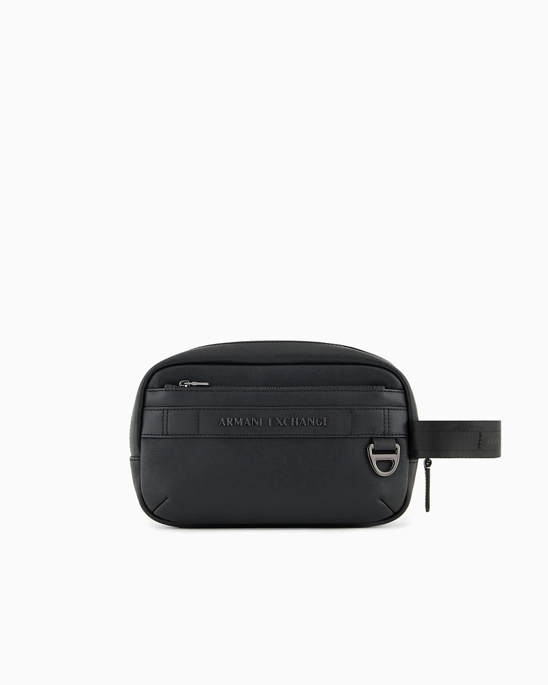 Armani Exchange - Rectangular beauty case with hook, Man, Black, Size: TU
