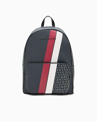 Armani Exchange - Backpack with monogram and stripes, Man, Grey, Size: TU