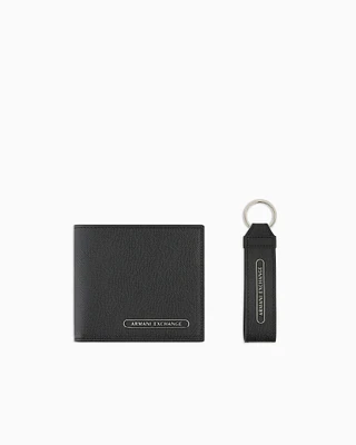 Armani Exchange - Wallet and keychain set, Man, Black, Size: TU