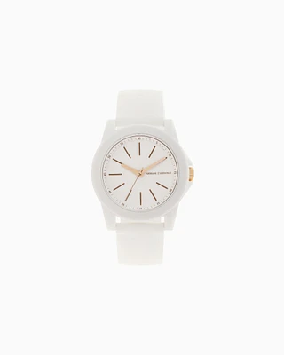 Armani Exchange - Armani Exchange Three-Hand White Silicone Watch and Luggage Tag Gift Set, Woman, Multicoloured, Size: TU