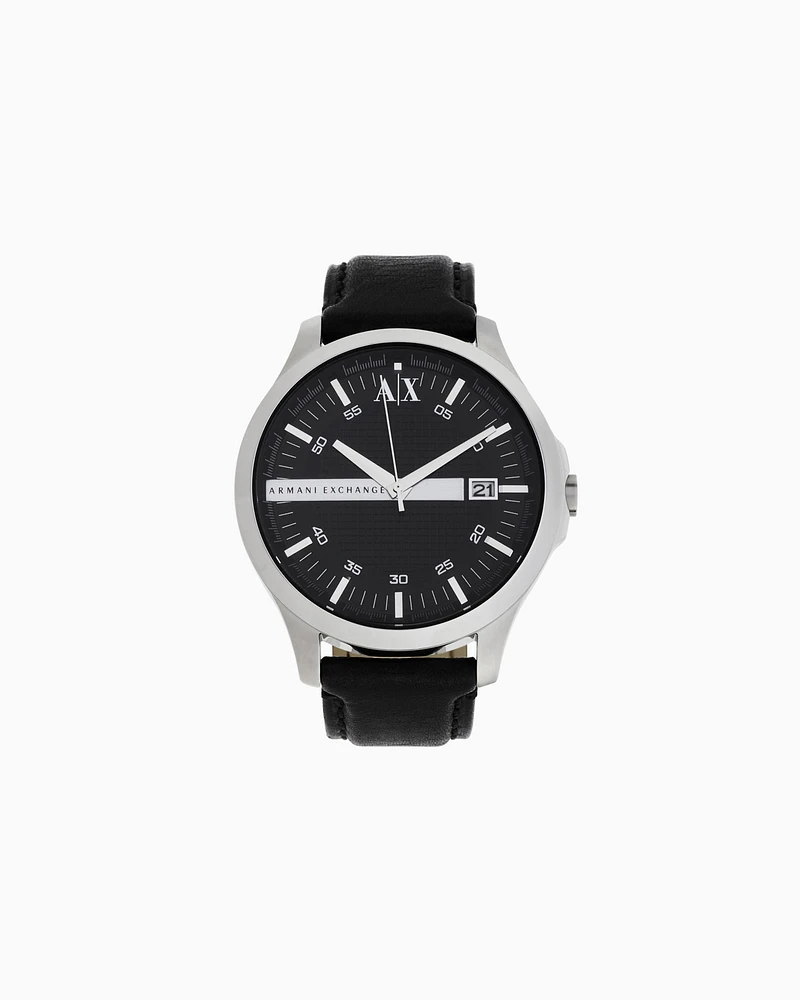 Armani Exchange - Three-hand watch with leather strap, Man, Multicoloured, Size: TU
