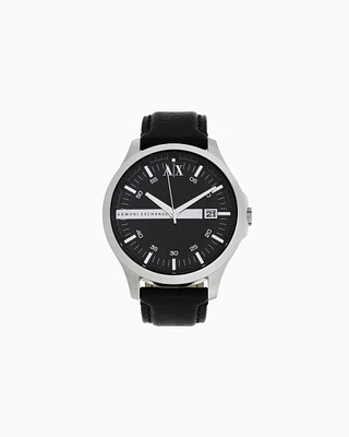 Armani Exchange - Three-hand watch with leather strap, Man, Multicoloured, Size: TU
