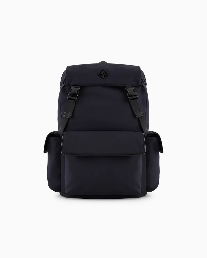 Armani Exchange - Rectangular backpack with external pockets, Man, Navy Blue, Size: TU