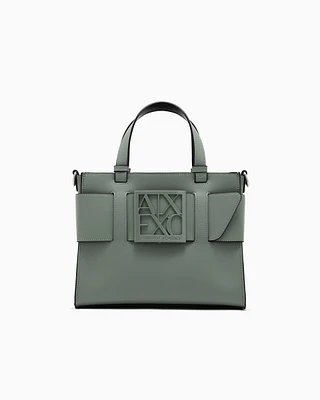 Armani Exchange - Medium tote bag with double handles and shoulder strap, Woman, Green, Size: TU