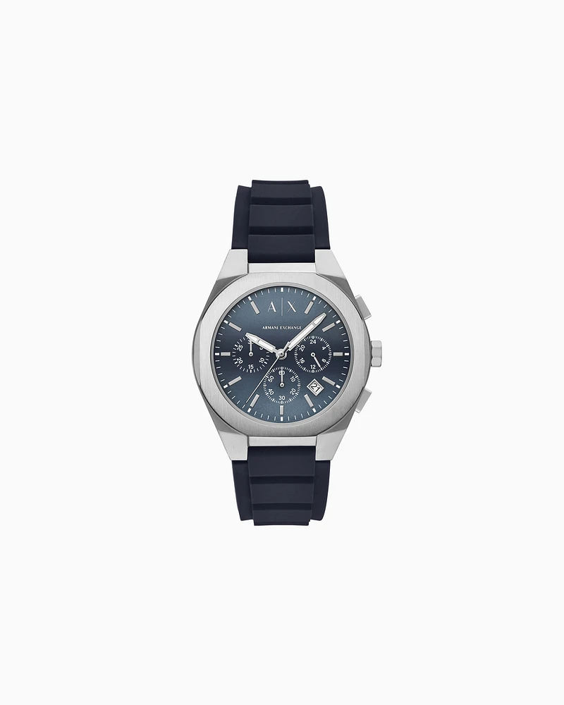 Armani Exchange -  Chronograph Blue Silicone Watch, Man, Multicoloured, Size: TU
