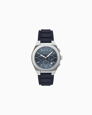 Armani Exchange -  Chronograph Blue Silicone Watch, Man, Multicoloured, Size: TU