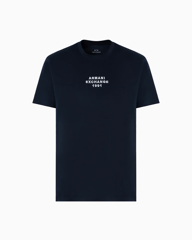 Armani Exchange - Regular fit T-shirt with logo lettering, Man, Navy Blue, Size:
