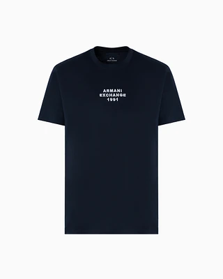 Armani Exchange - Regular fit T-shirt with logo lettering, Man, Navy Blue, Size: