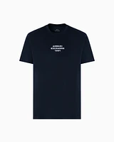 Armani Exchange - Regular fit T-shirt with logo lettering, Man, Navy Blue, Size: