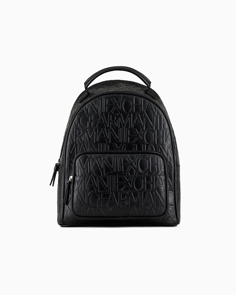 Armani Exchange - Backpack with allover embossed logo, Woman, Black, Size: TU