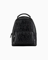 Armani Exchange - Backpack with allover embossed logo, Woman, Black, Size: TU