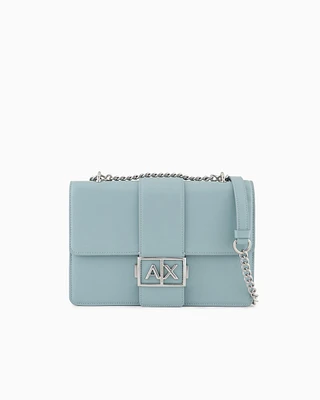 Armani Exchange - Shoulder bag with metal logo, Woman, Light Blue, Size: TU