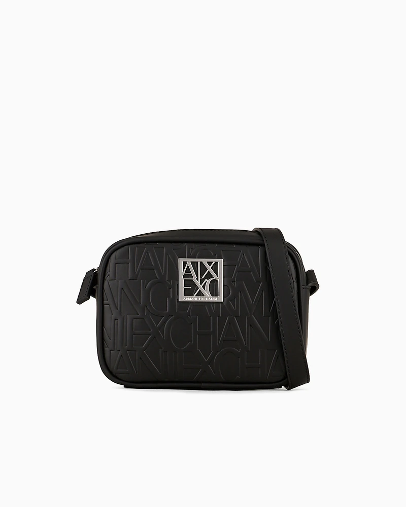 Armani Exchange - Shoulder bag with allover logo pattern front, Woman, Black, Size: TU