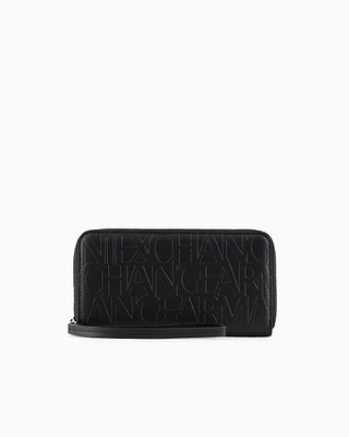 Armani Exchange - Crocodile Print Zip Around Wallet, Woman, Black, Size: TU