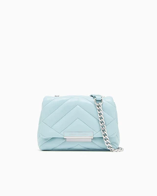 Armani Exchange - Small shoulder bag with quilted workmanship, Woman, Light Blue, Size: TU