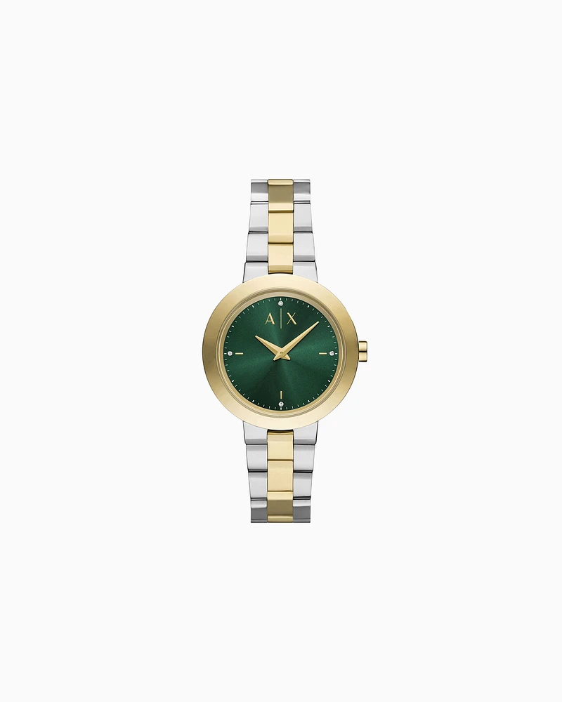 Armani Exchange - Two-Hand Two-Tone Stainless Steel Watch, Woman, Multicoloured, Size: TU