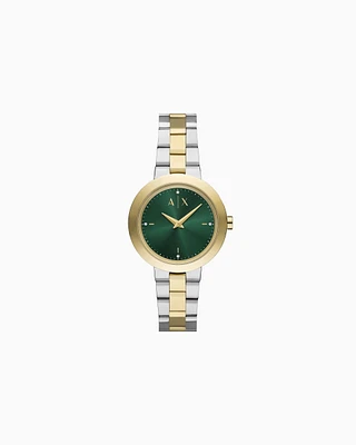 Armani Exchange -  Two-Hand Two-Tone Stainless Steel Watch, Woman, Multicoloured, Size: TU