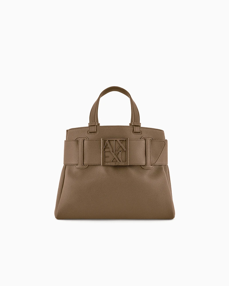 Armani Exchange - Handbag with ASV logo detail, Woman, Brown, Size: TU