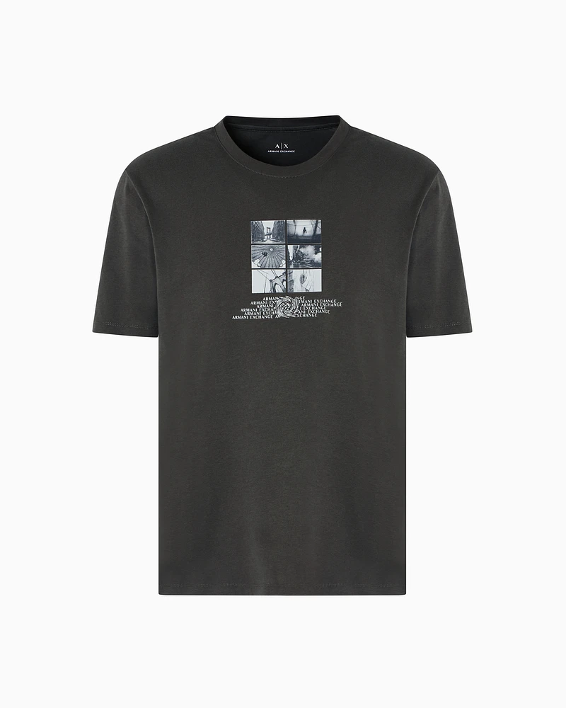 Armani Exchange - Regular fit T-shirt with photo print, Man, Green, Size: