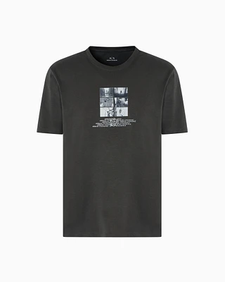 Armani Exchange - Regular fit T-shirt with photo print, Man, Green, Size: