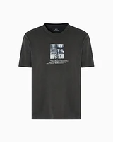 Armani Exchange - Regular fit T-shirt with photo print, Man, Green, Size: