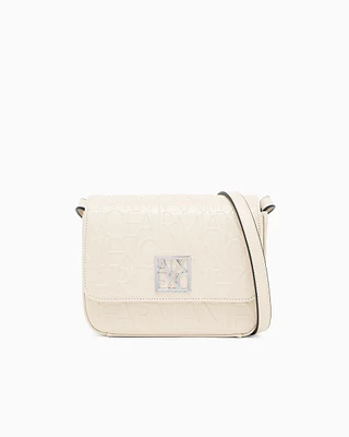 Armani Exchange - Allover logo shoulder bag, Woman, Beige, Size: TU