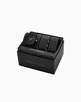 Armani Exchange - Three-hand black silicone watch and bracelet set, Man, Multicoloured, Size: TU